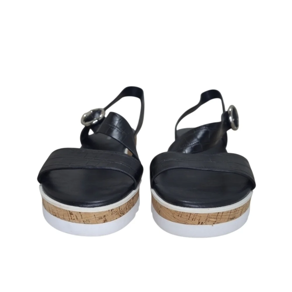 Marc Fisher Grandie Wedge Sandal Black Croc Print Size 9.5 M - Picture 4 of 11